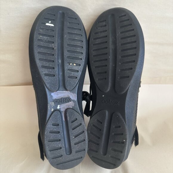 Aetrex Black Leather Mary Jane Flats Women 9.5 Textured Pebble Comfort Shoe - Picture 8 of 8